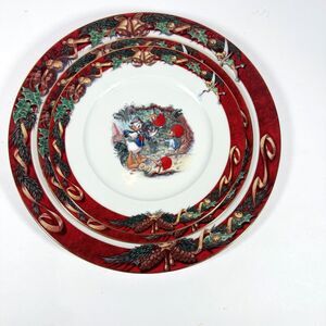 Disney Christmas Stefan Lindahl Fryklovern Donald Duck Plate set Signed VTG RARE